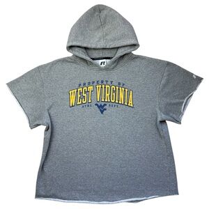 West Virginia University Mountaineers Cutoff Short Sleeve Hoodie Sweatshirt L